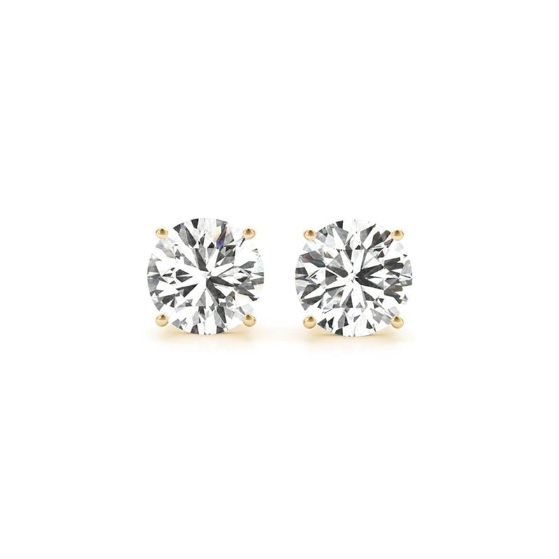 4 cttw Certified IGI Lab Grown Round Diamond Earrings 14k Yellow Gold (G/VS2) 14K yellow gold ring with round diamond stones totaling 4 ct