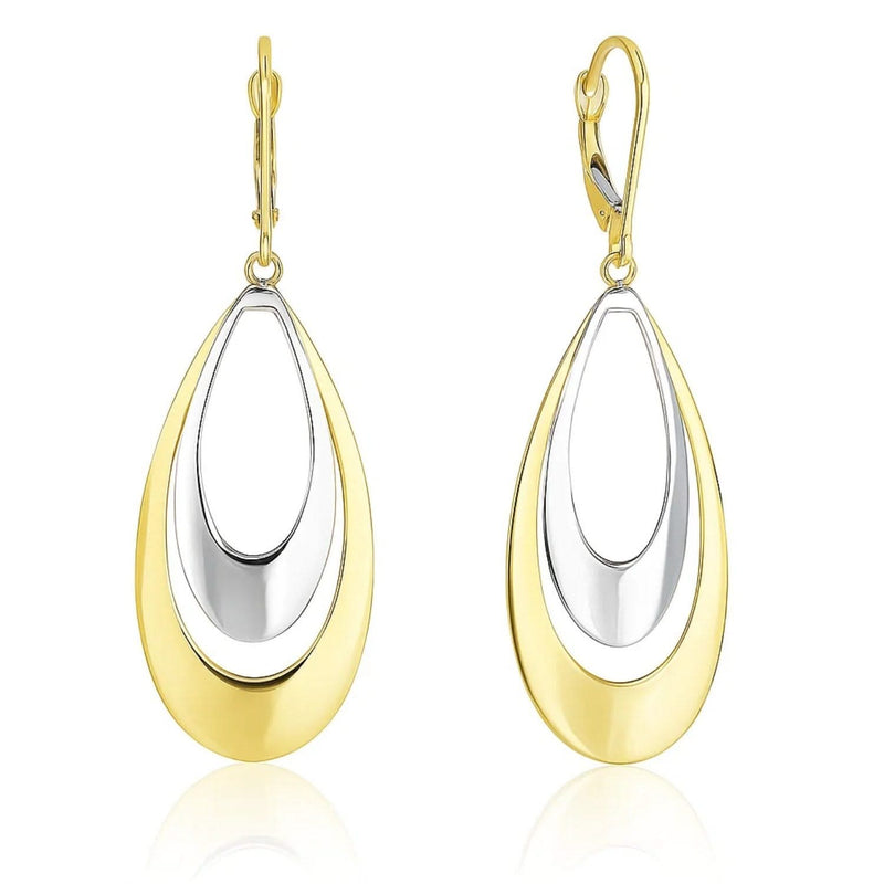 14k Two-Tone Gold Graduated Open Double Teardrop Earrings Product Image
