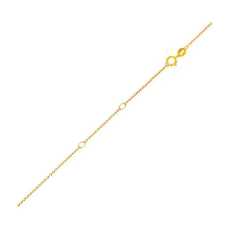 Double Extendable Diamond Cut Cable Chain in Yellow Gold (0.68 mm) Yellow gold cable chain with diamond-cut faceted links and double extendable clasp
