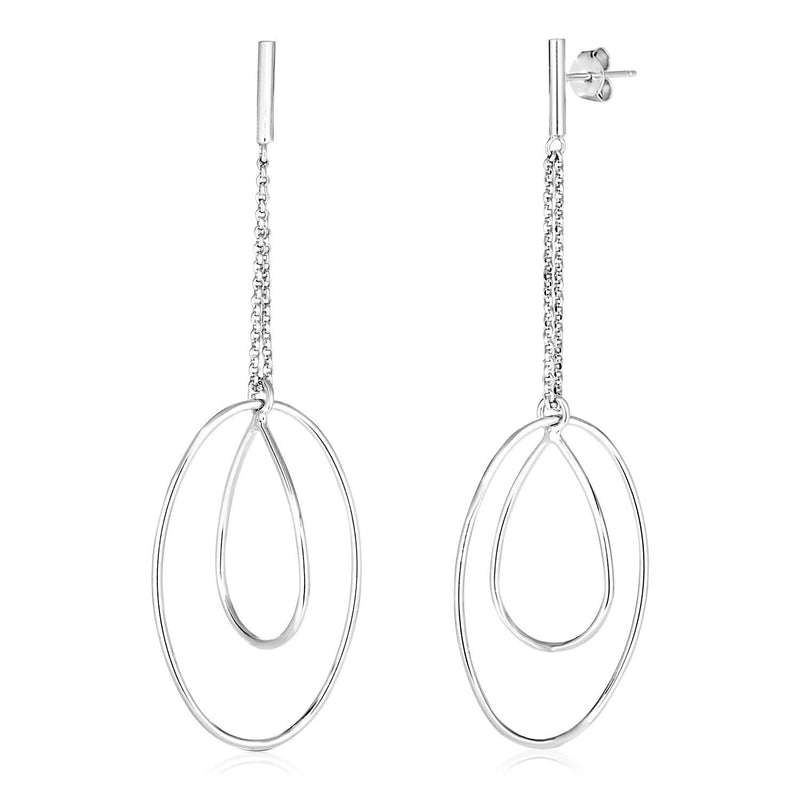 Sterling Silver Polished Oval and Teardrop Dangle Earrings Sterling silver dangle earrings with polished oval and teardrop shapes