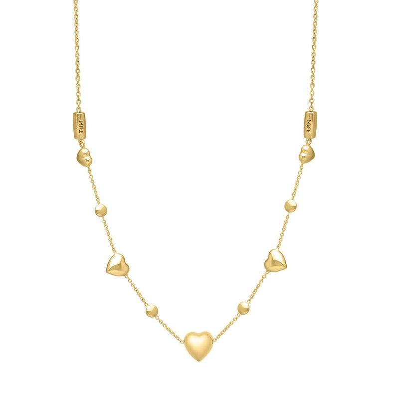 14k Yellow Gold Puff Heart Adjustable Necklace 14K yellow gold puff heart adjustable necklace with heart-shaped pendant