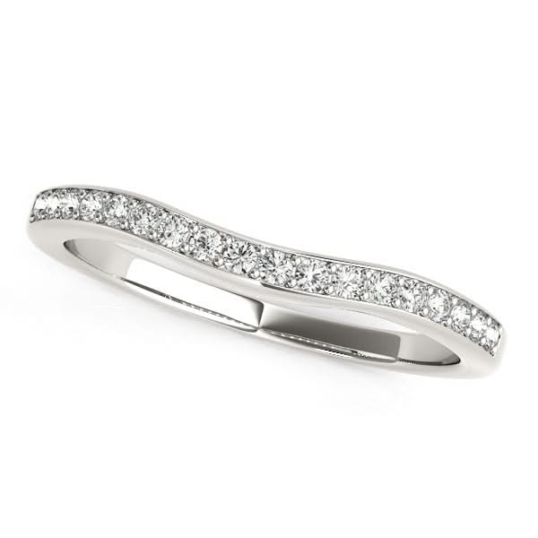 14k White Gold Curved Diamond Wedding Ring (1/4 cttw) 14K white gold ring with curved row of round diamond stones
