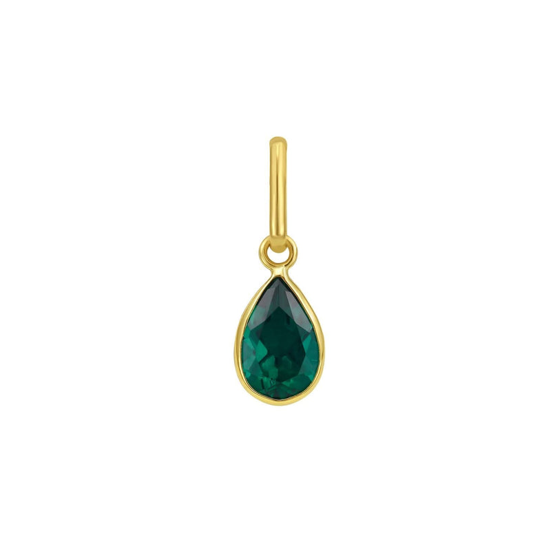 14K Yellow Gold Pear Emerald Charm Pendant 14K yellow gold pendant with pear emerald teardrop stone