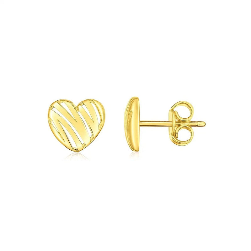14K Yellow Gold High Polish Scribble Heart Stud Earrings 14K yellow gold heart stud earrings with scribble-outline high-polish design