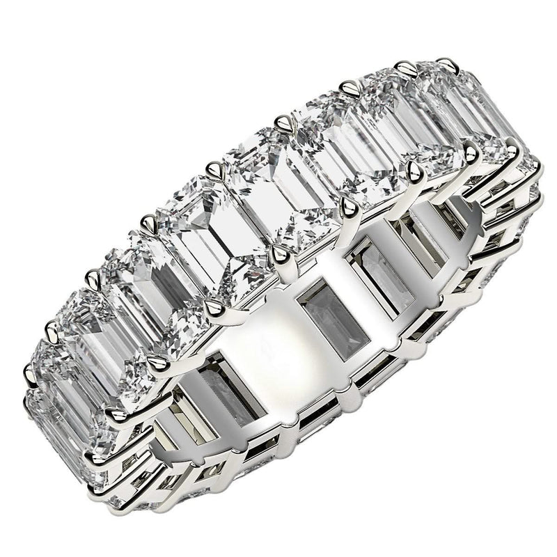 Emerald Cut Lab Grown Diamond Eternity Ring in 14k White Gold (7 cttw FG/VS2) 14K white gold eternity ring with emerald cut diamond stones, 7 ct total