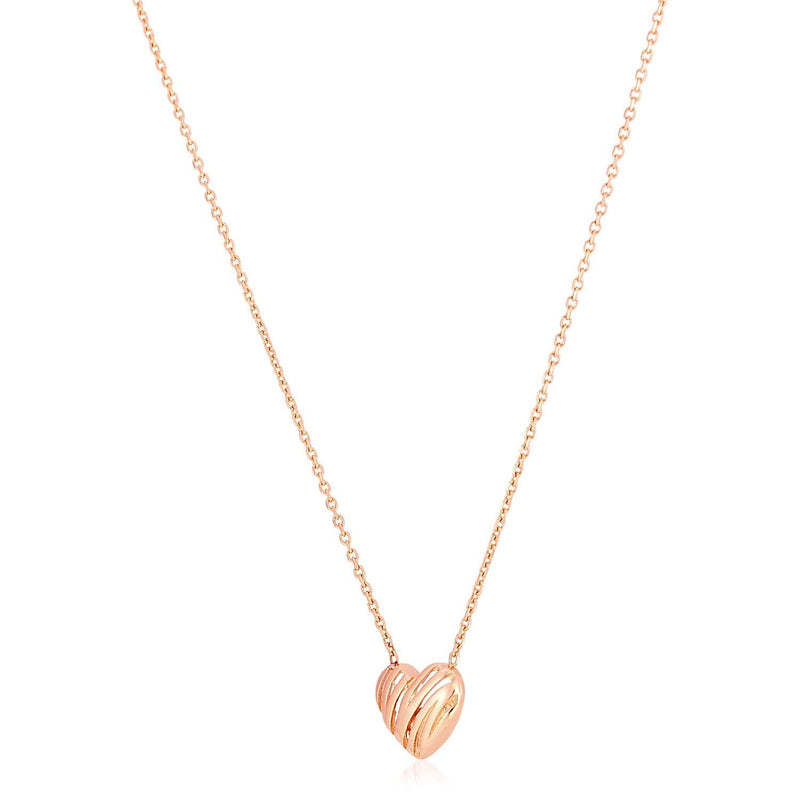 14k Rose Gold High Polish Scribbles Heart Necklace 14K rose gold scribbles heart pendant necklace with open heart shape
