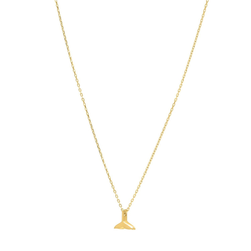Whale Tail Necklace in 14K Yellow Gold 14K yellow gold whale tail pendant necklace with polished flukes