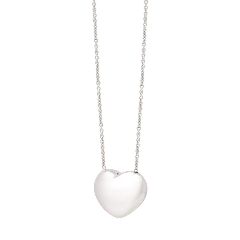 Sterling Silver Rhodium Plated Puffy Heart Necklace 925 sterling silver rhodium plated puffy heart pendant necklace