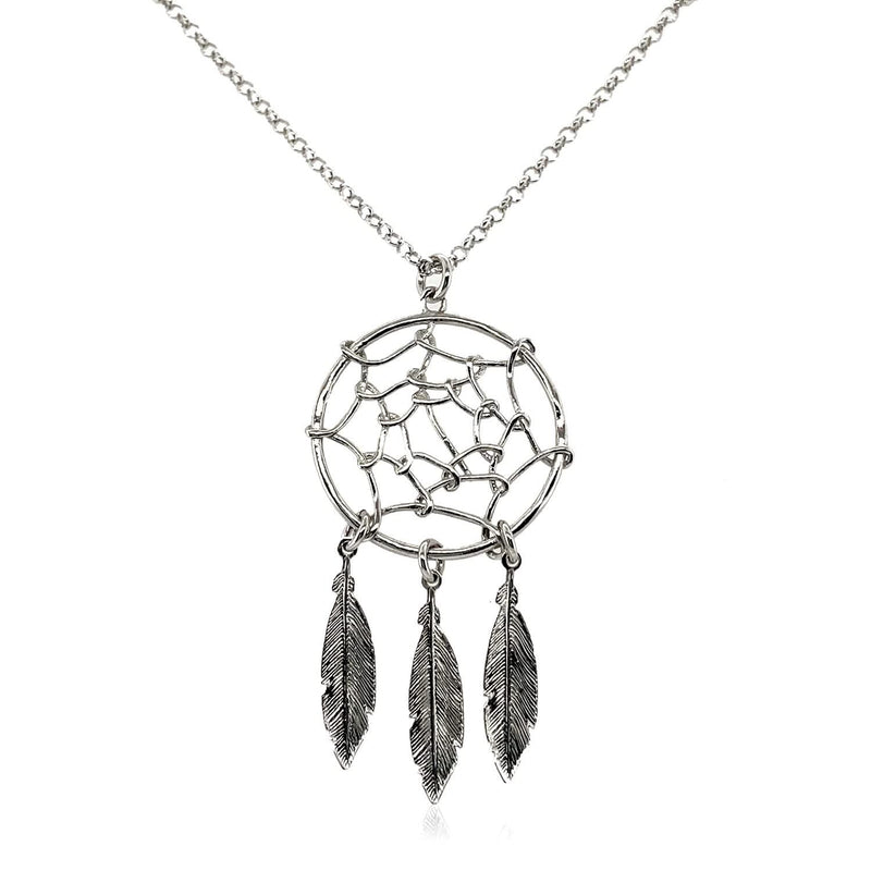 Sterling Silver 17 inch Necklace with Dream Catcher Pendant 925 sterling silver necklace with dream catcher pendant on 17 inch chain