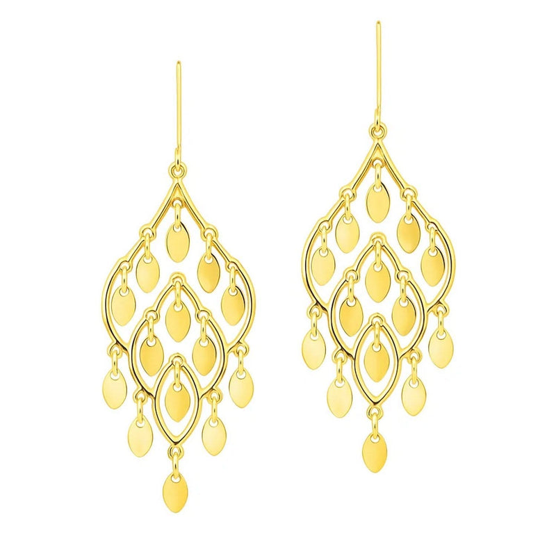14K Yellow Gold Polished Chandelier Earring 14K yellow gold polished chandelier earring with tiered cascading strands