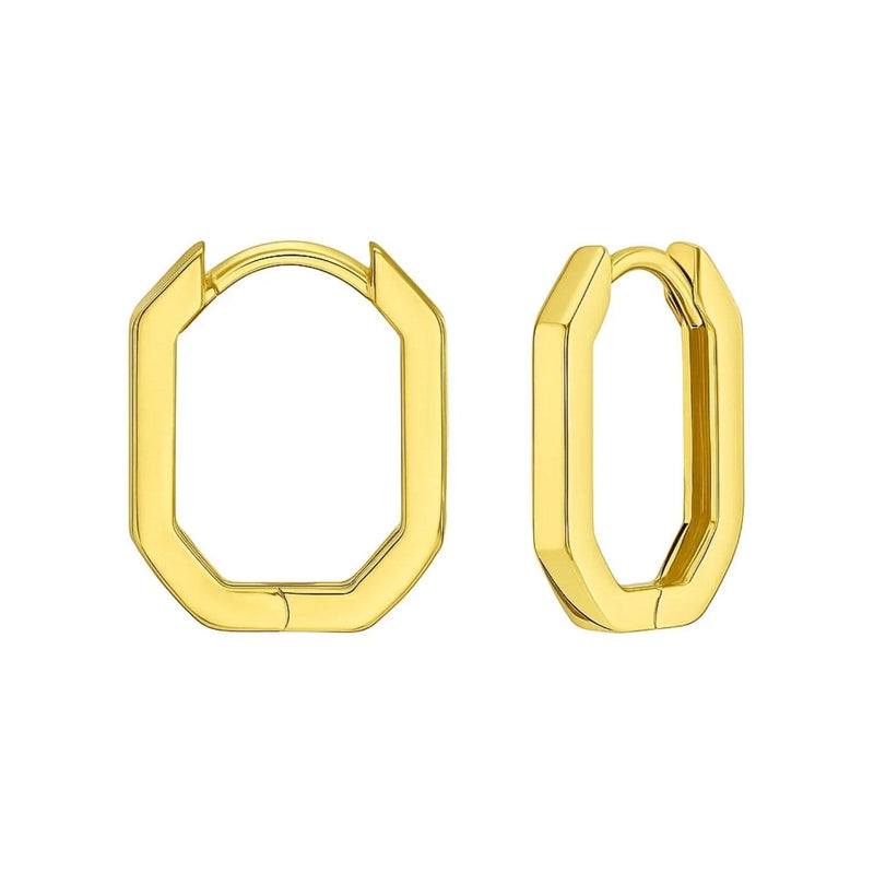 14K Yellow Gold Hexagon Hoop Earrings 14K yellow gold hexagon hoop earrings with clean geometric faceted edges