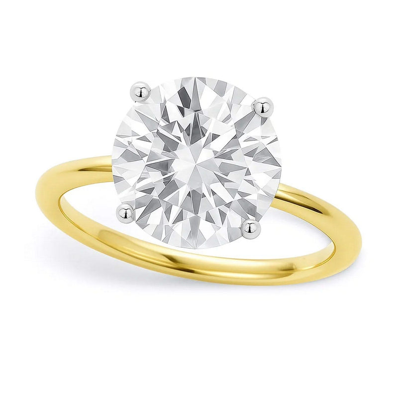 5 Carat Round Lab Grown IGI G/VS1 Diamond Solitaire Ring in 14K Yellow Gold 14K yellow gold ring with 1 round diamond solitaire stone