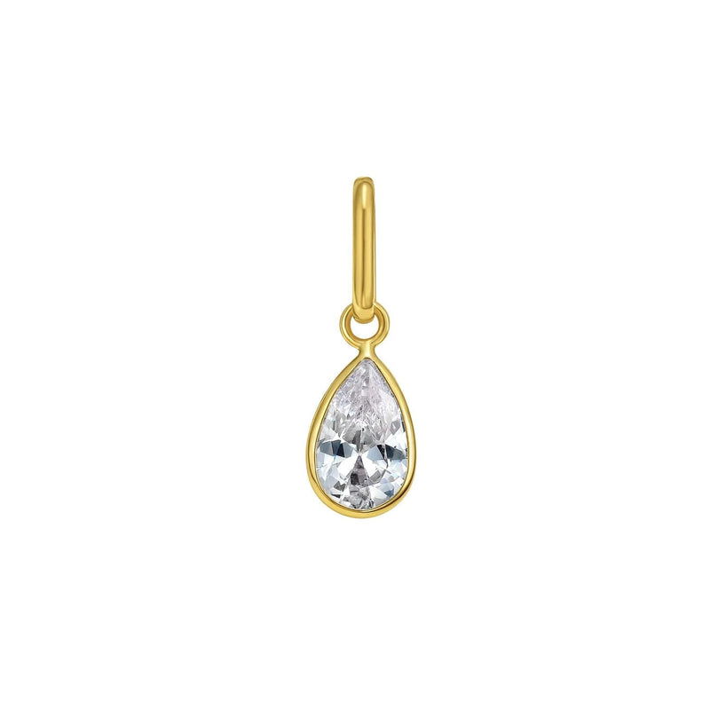 14K Yellow Gold Pear Clear CZ Charm Pendant 14K yellow gold pendant with 1 pear cubic zirconia stone