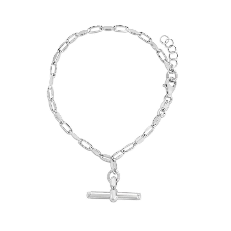 Sterling Silver Rhodium Plated Toggle Link Bracelet 925 sterling silver rhodium plated toggle link bracelet with polished finish