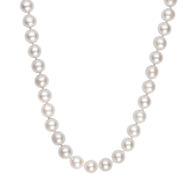 Pearl Necklace with Ball Clasp in 14K Yellow Gold 14K yellow gold necklace with pear pearl stones and ball clasp