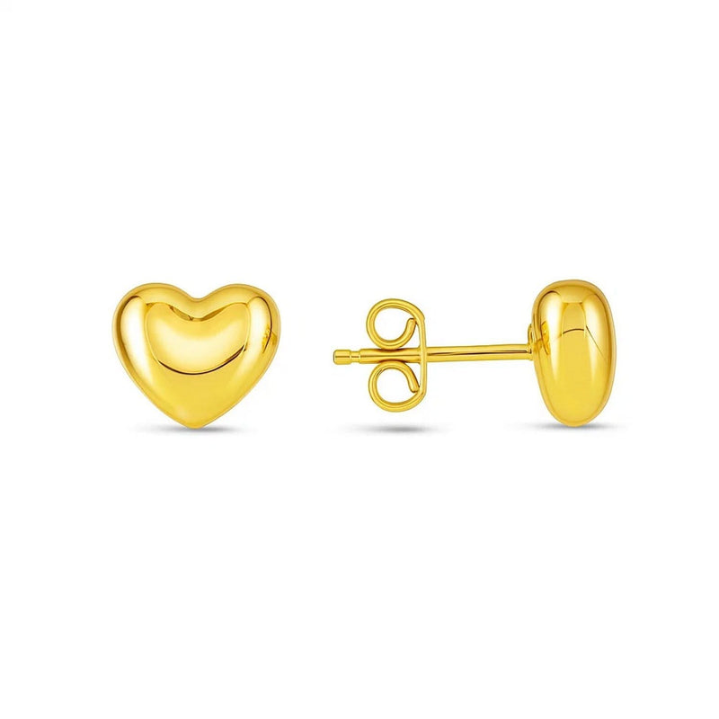 Small Polished Heart Post Earrings in 14K Yellow Gold 14K yellow gold heart post earrings with polished heart shapes