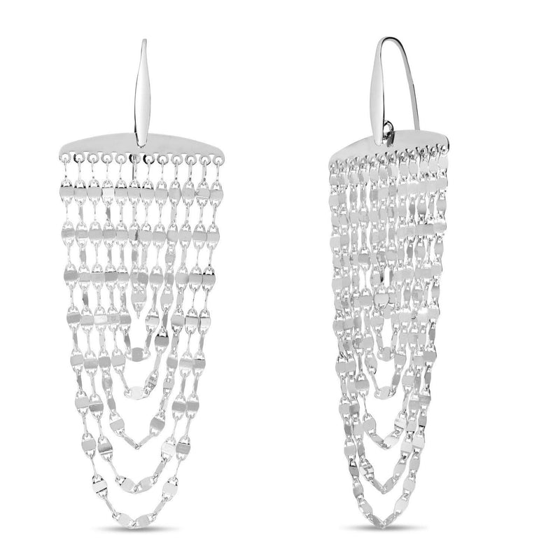 Sterling Silver Multi Strand Chain Drop Chandelier Earrings Sterling silver multi strand chain drop chandelier earrings