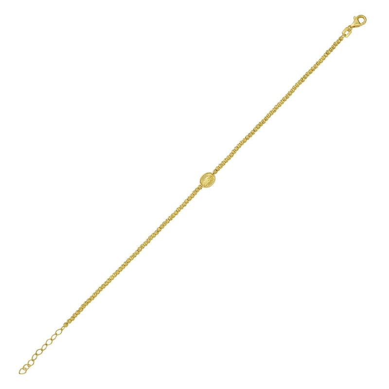 14K Yellow Gold Virgin Mary Bracelet 14K yellow gold Virgin Mary medallion bracelet on gold chain