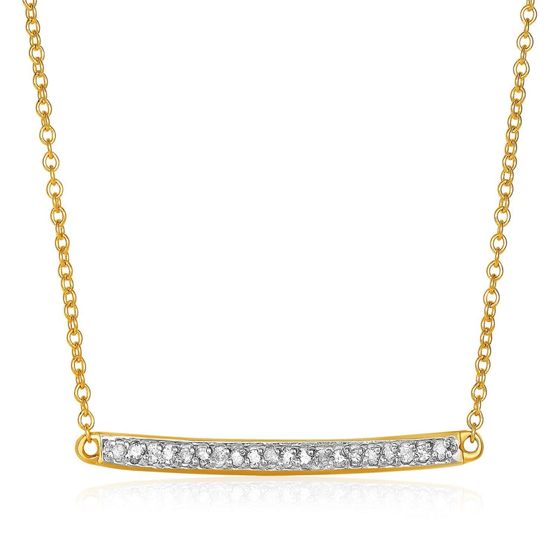 14k Yellow Gold Necklace with Gold and Diamond Bar (1/10 cttw) 14K yellow gold necklace with diamond bar pendant, 1/10 carat total weight