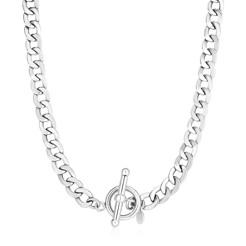 Sterling Silver Polished Wide Link Toggle Necklace Product Image