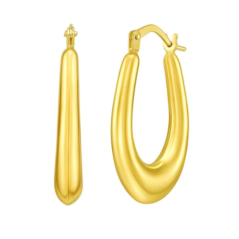 14K Yellow Gold Graduated Oval Hoop Earrings 14K yellow gold graduated oval hoop earrings with polished finish
