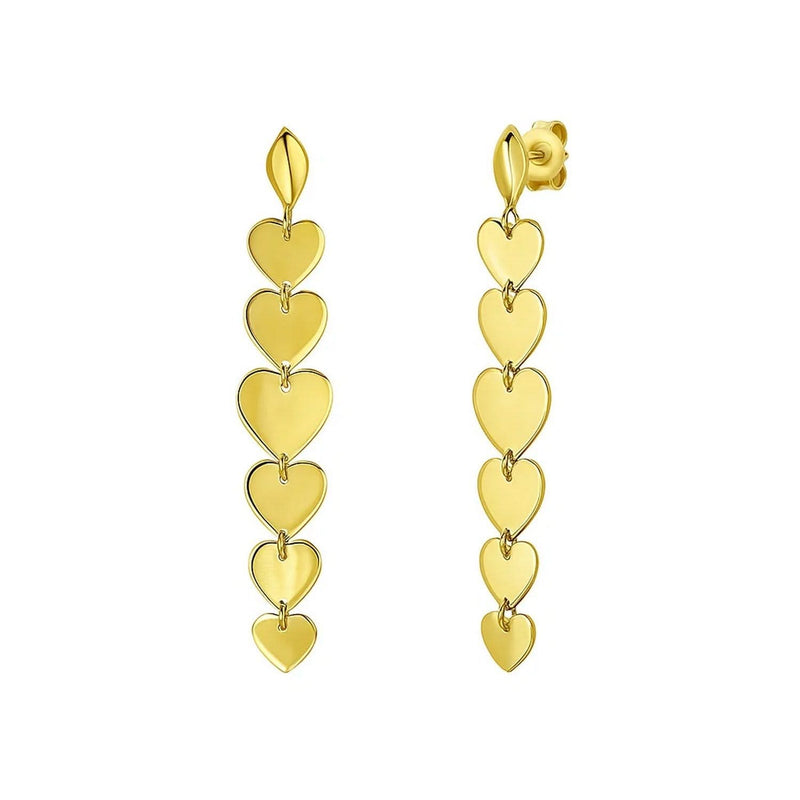 14K Yellow Gold Heart Drop Earrings 14K yellow gold heart drop earrings with polished heart-shaped forms