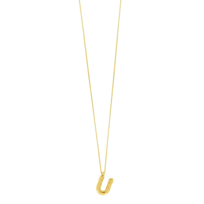 14K Yellow Gold Helium Initial U Pendant 14K yellow gold initial letter U pendant with polished solid gold form