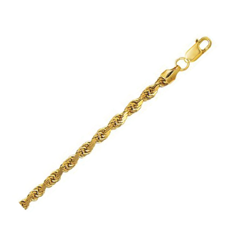 10K Yellow Gold Hollow Diamond Cut Rope Chain (5.00 mm) 10K yellow gold hollow diamond-cut rope chain, 5.00 mm width