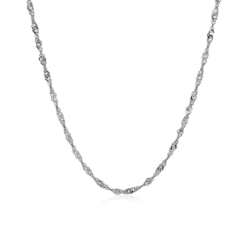 14k White Gold Singapore Chain (1.80 mm) 14K white gold Singapore chain with 1.80 mm twisted faceted rope links