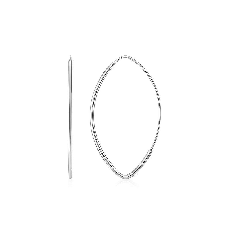 14k White Gold Polished Long Marquise Motif Earrings Product Image