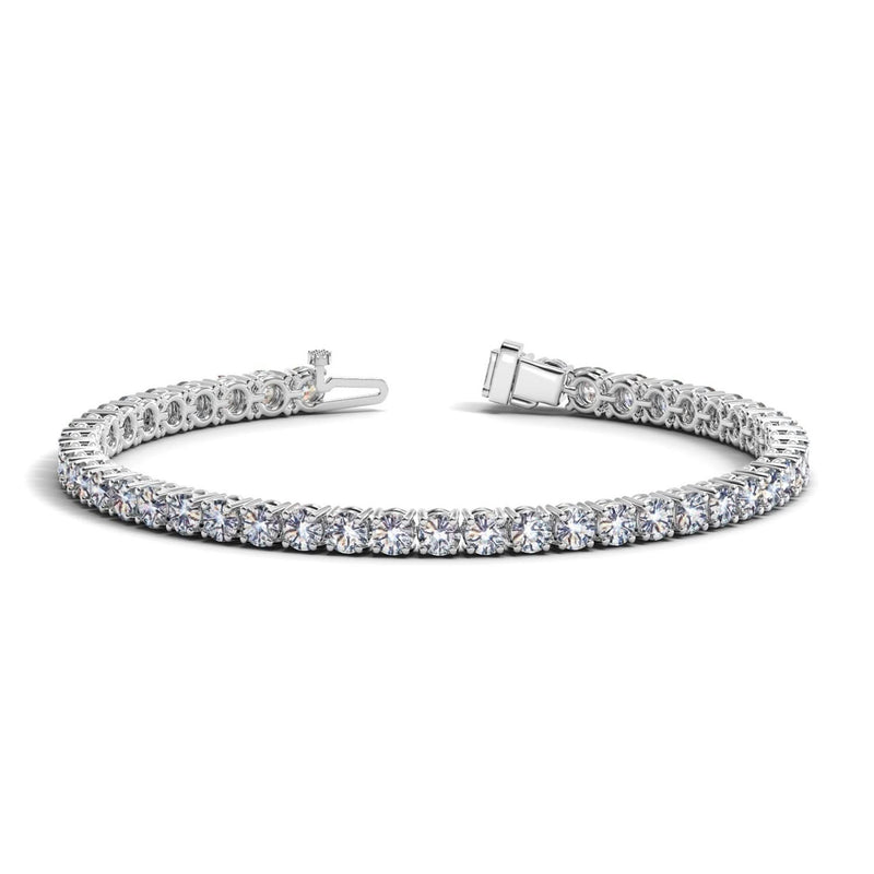 Lab Grown Round Diamond Tennis Bracelet in 14k White Gold (8 cctw F/G VS2/SI1) 14K white gold tennis bracelet with round diamond stones in a continuous line