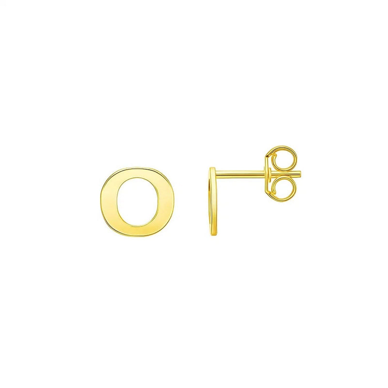14K Yellow Gold Yours Truly Initial O Stud Earrings 14K yellow gold initial O stud earrings with smooth polished letter form