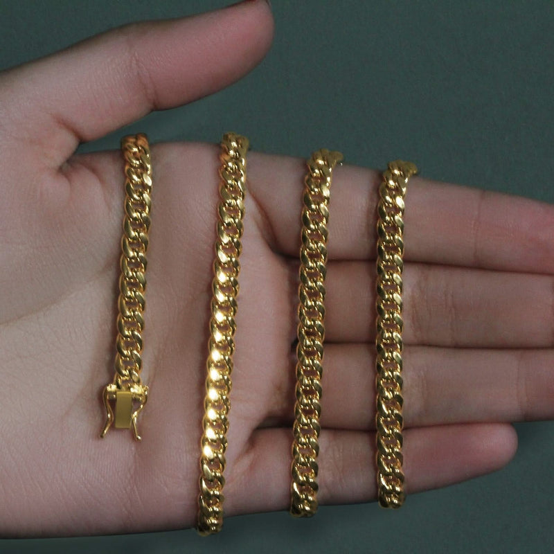 14k Yellow Gold Semi Solid Miami Cuban Chain (5.00 mm) Product Image