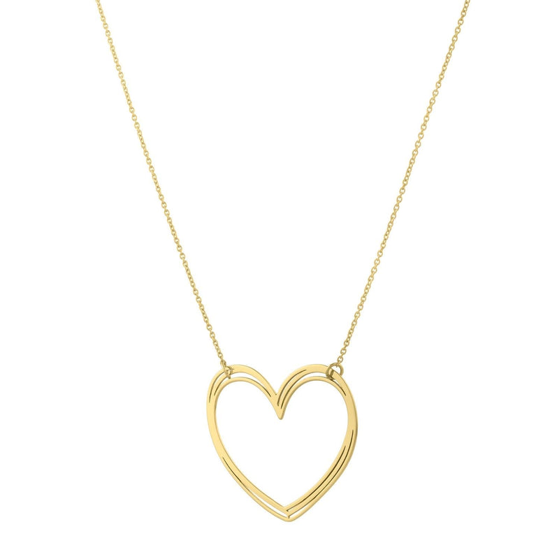 Large Open Heart Necklace in 14K Yellow Gold 14K yellow gold large open heart necklace with heart-shaped pendant
