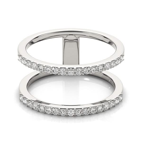 14k White Gold Dual Band Design Ring with Diamonds (1/3 cttw) 14K white gold dual band ring with round diamond stones