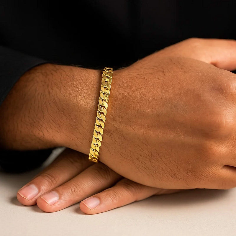 14k Yellow Gold 8 inch Mens Curb Chain Bracelet Product Image