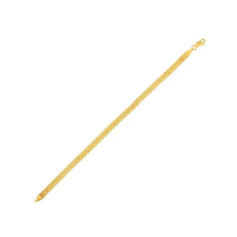 14k Yellow Gold Bismark Chain (4.70 mm) 14K yellow gold Bismark chain with woven double-row link pattern