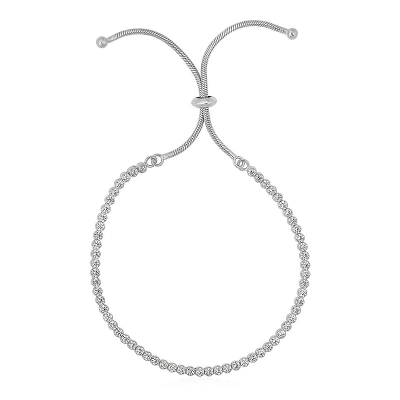 Adjustable Tennis Style Bracelet with Cubic Zirconia in Sterling Silver (4.00 mm) Product Image