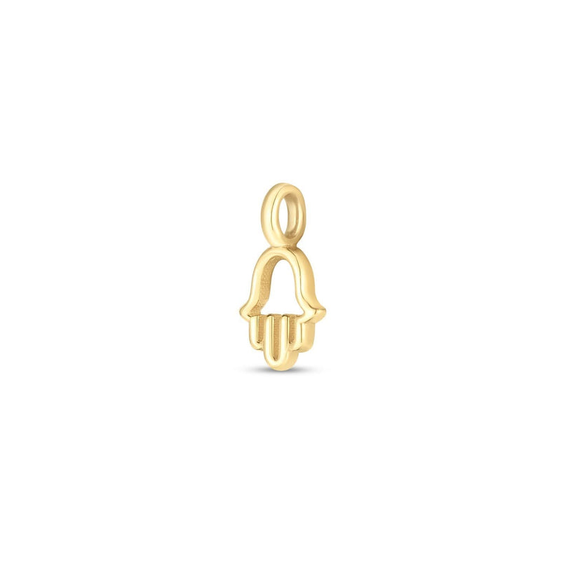 14k Yellow Gold Mini Hamsa Charm 14K yellow gold mini hamsa charm pendant with cut hand detailing