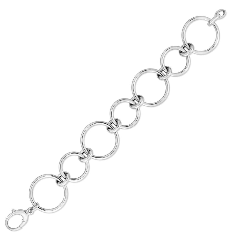 Sterling Silver Rhodium Plated Round Link Bracelet Sterling silver rhodium plated round link bracelet with secure clasp