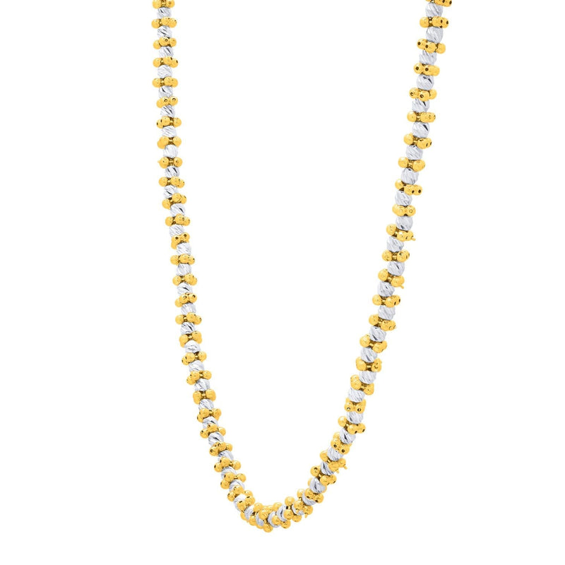 Two Tone Pallina Bead Necklace in 14K Gold 14K two-tone yellow and white gold pallina beaded necklace
