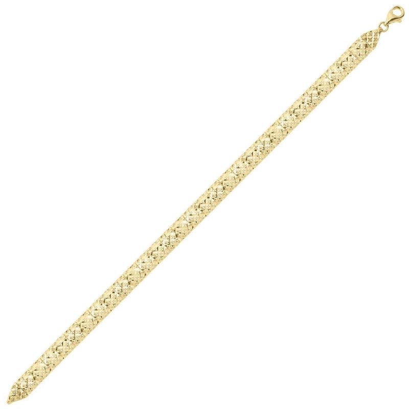 10K Yellow Gold Diamond Cut Square Link Bracelet 10K yellow gold bracelet with diamond-cut square links and secure clasp