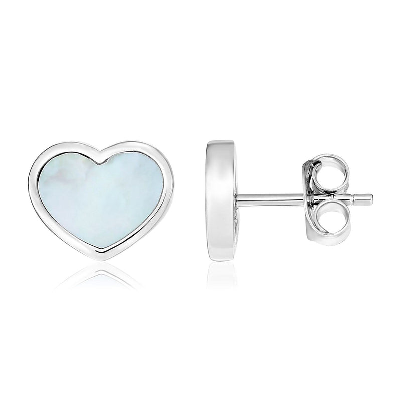Sterling Silver Mother of Pearl Heart Earrings 925 sterling silver ring with 2 pear mother of pearl stones in heart shape