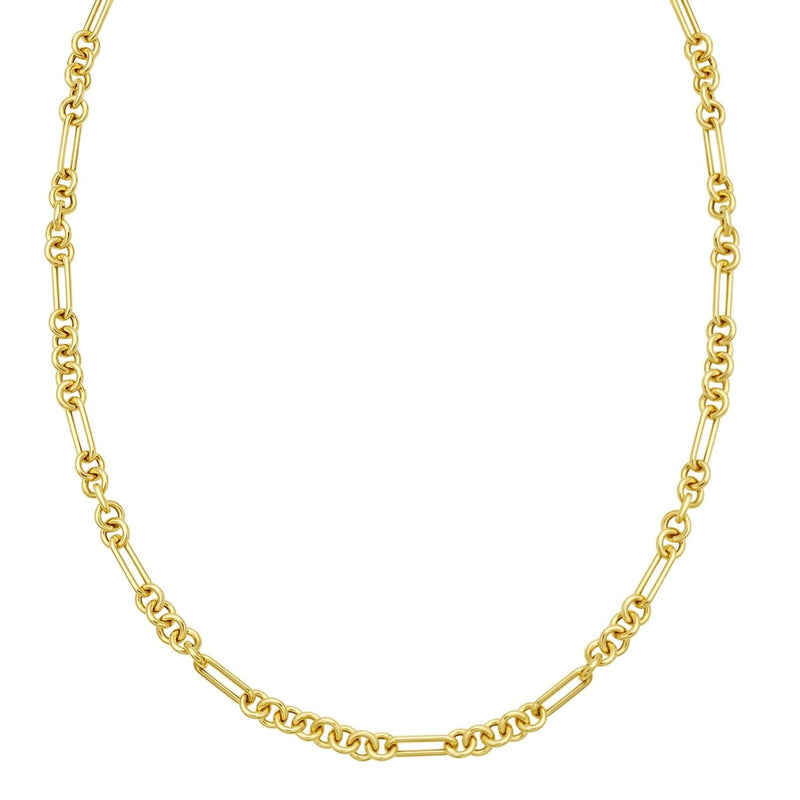 14K Yellow Gold Five And One Paperclip Link Chain Necklace 14K yellow gold five-and-one paperclip link chain necklace