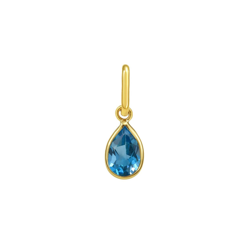 14K Yellow Gold Pear Blue Topaz Charm Pendant 14K yellow gold pendant with pear blue topaz stone