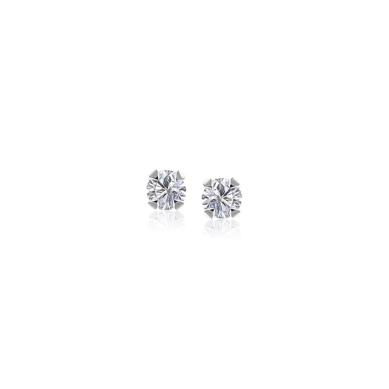 14k White Gold White Cubic Zirconia Stud Earrings(2mm) 14K white gold ring with 2 round cubic zirconia stones