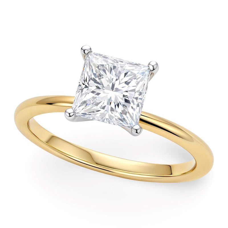 1 Carat Princess Lab Grown IGI G/VS1 Diamond Solitaire Ring in 14K Yellow Gold 14K yellow gold ring with 1 princess diamond solitaire stone