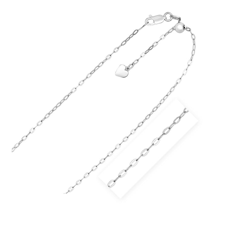 Sterling Silver Adjustable Piatto Chain (1.50 mm) 925 sterling silver adjustable piatto chain with flat oval links at 1.50 mm