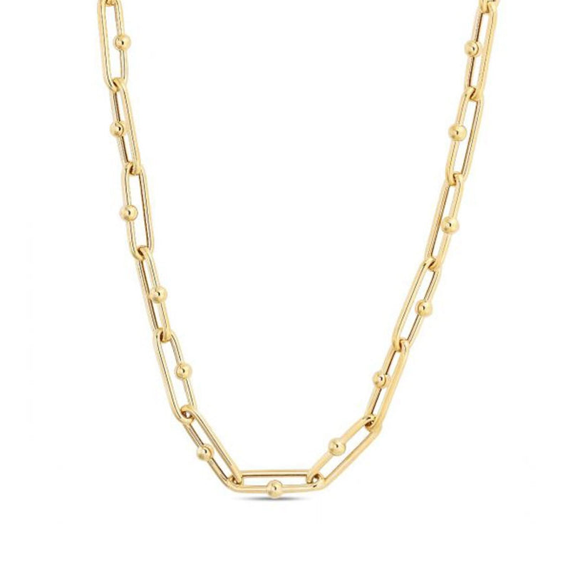 14k Yellow Gold High Polish Elongated Paperclip Jax Link Necklace 14K yellow gold high polish elongated paperclip link necklace chain
