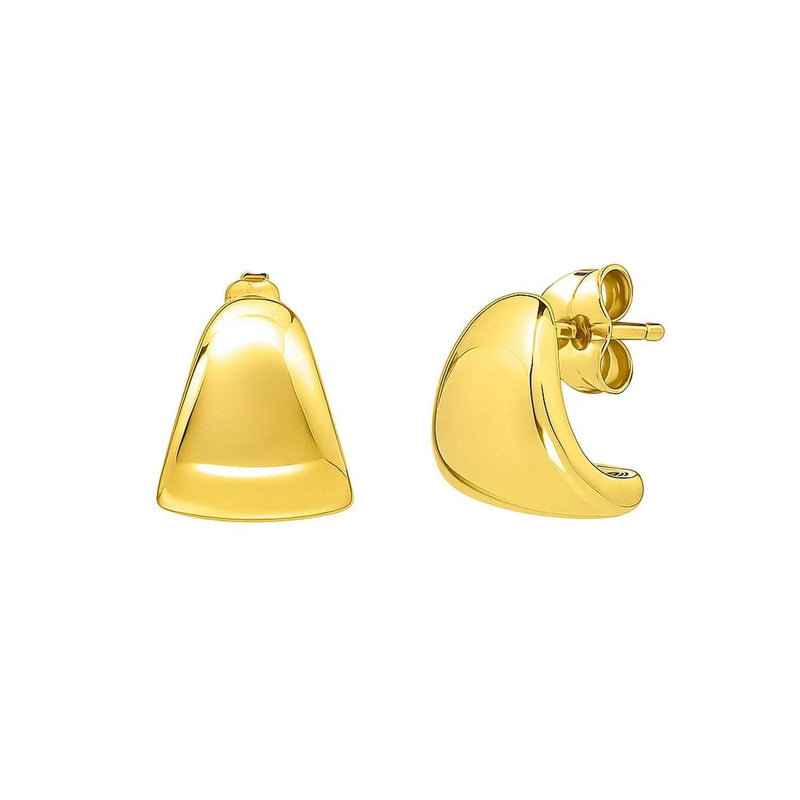 Puffed Up Graduated Hoop Earrings in 14K Yellow Gold 14K yellow gold puffed graduated hoop earrings with polished tapered profile
